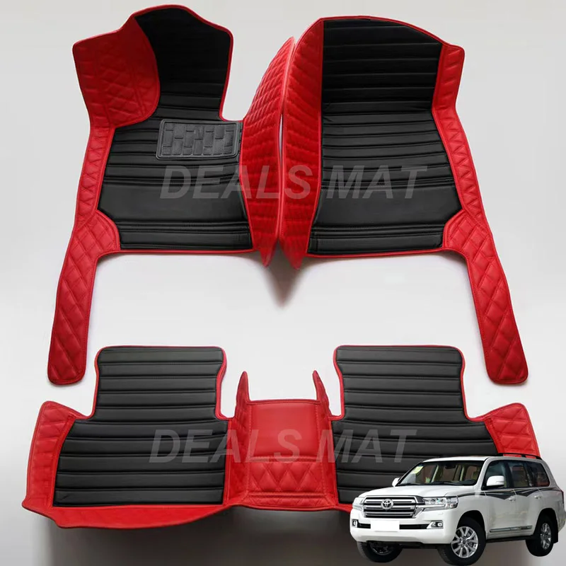 

Luxury Leather 3D interior Parts Custom Car Mat With Pockets Floor Carpet Rugs For Toyota Land Cruiser 200 2010 2011 accessories