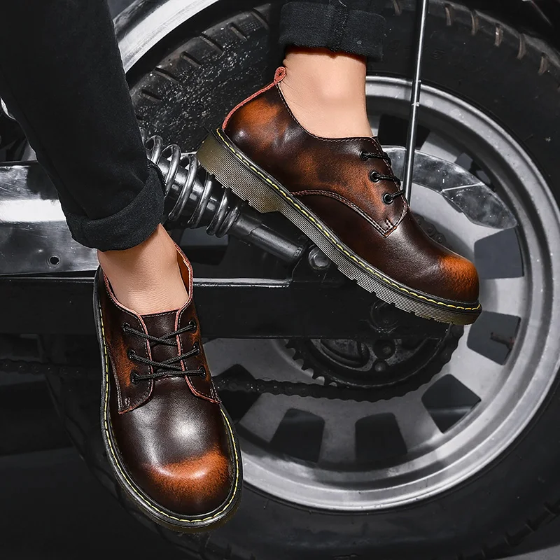 Брендовые мужские кожаные туфли Martin ручной работы дышащие туфли-оксфорды