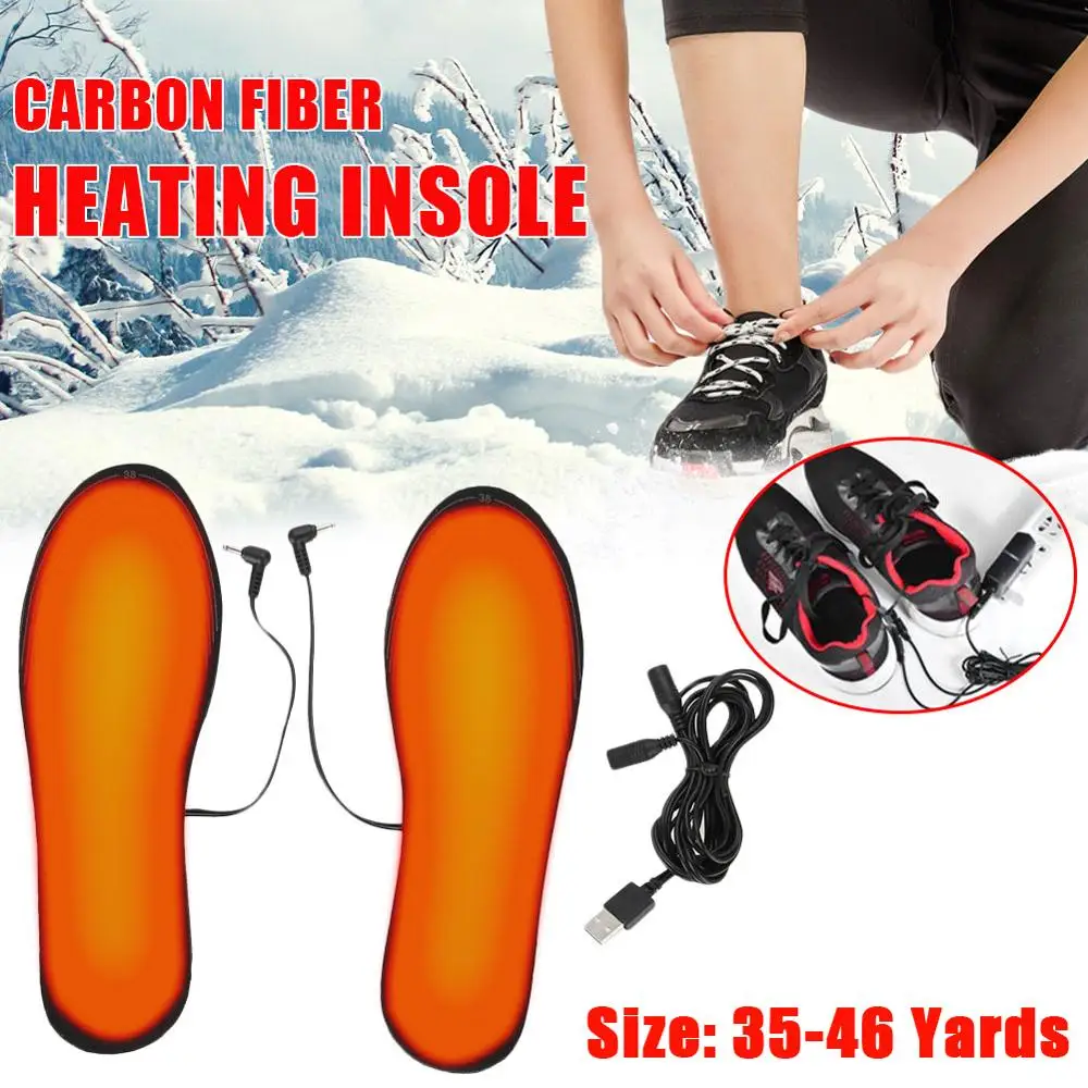 

1 Pair USB Heated Shoe Insoles Foot Warming Pad Feet Warmer Sock Pad Mat Winter Outdoor Sports Heating Insoles Winter Warm Soles