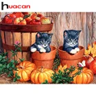 Алмазная 5D картина Huacan сделай сам, полноразмерная мозаика с кошками, тыквами, алмазная вышивка с животными, декоративные картины на Хэллоуин