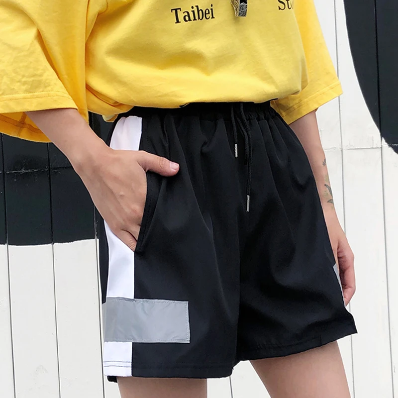 

Шорты в уличном стиле для женщин, для фитнеса, корейский стиль, лето 2020, женские шорты с высокой талией, Harajuku, женские шорты с широкими карман...