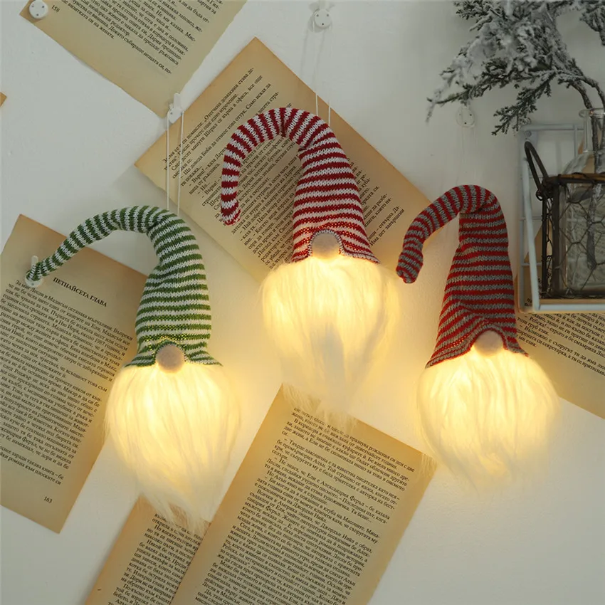 Рождественская светодиодсветильник полосатая шапочка безликая кукла маленькая