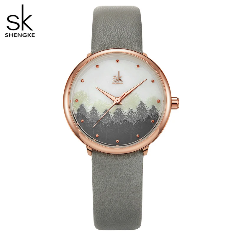 Shengke оригинальные дизайнерские кожаные женские часы в китайском стиле японские