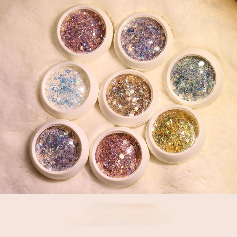 

Eight combinations Net red Goblin's pupil manicure Sequin 2021 new gradual change powder size mixed phototherapy crystal