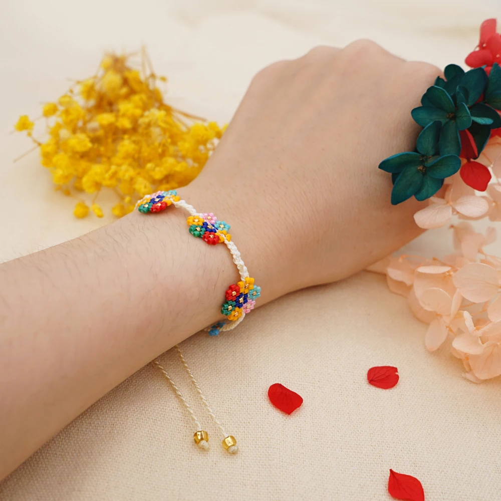 

Go2boho Miyuki Bracelet Friendship Jewelry Gift for Girl Boho Summer Flower Bracelets for Women Handmade Woven Unique Pulseras