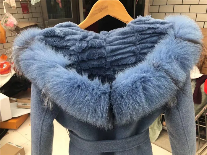 Шуба из натурального Лисьего меха отделенная Подкладка натуральный мех кролика рекс парка Двусторонняя шерсть кашемировое пальто Casaco Feminino