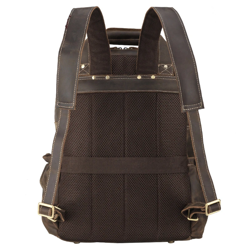 Мужской вместительный рюкзак из натуральной кожи винтажный деловой ручной