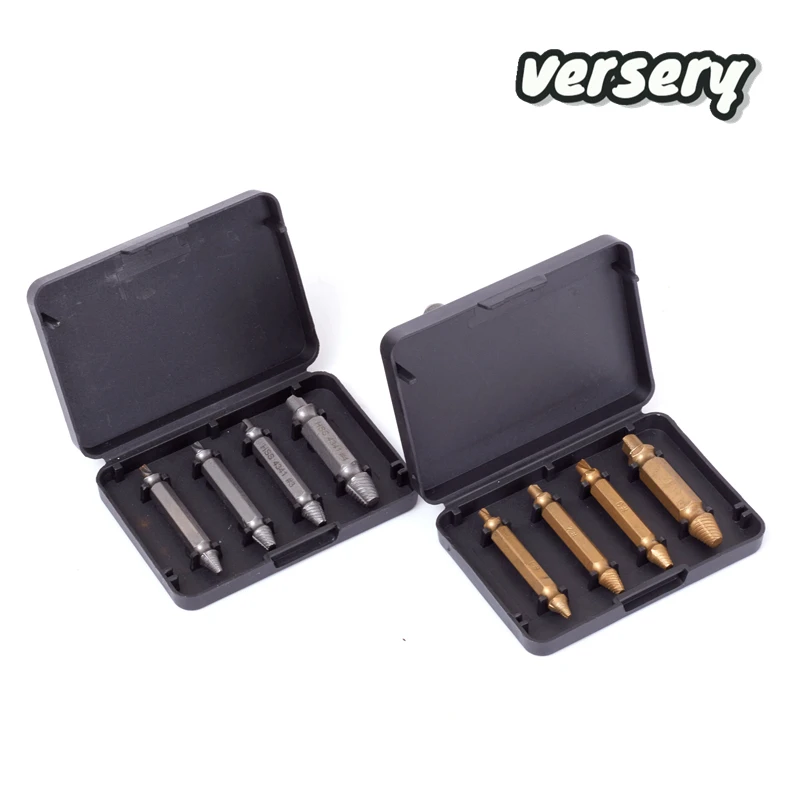 

Double Side Drill Out Damaged Screw Extractor Out Remover Handymen Broken Bolt Stud Removal Tool Kit 4pc #1 #2 #3 #4 With Case