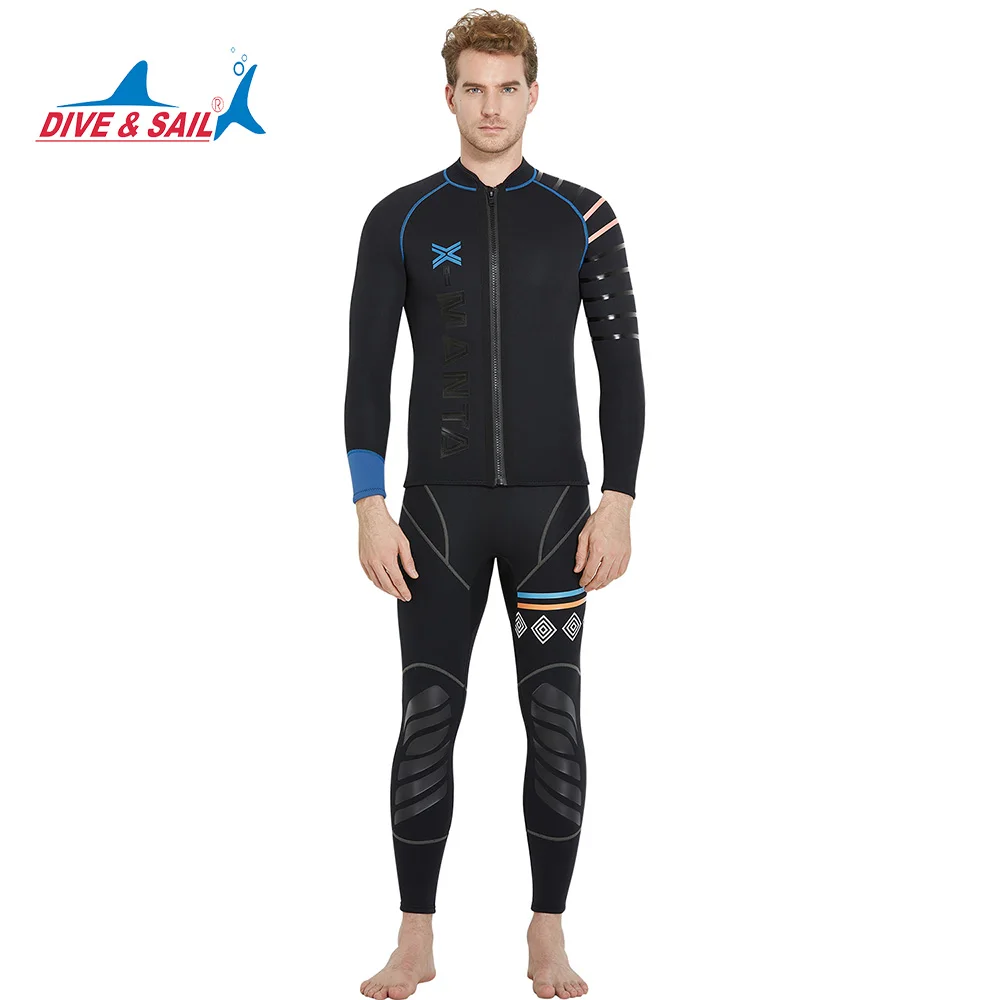 Dive&Sail men's 3mm diving wetsuit jackets pants long sleeve diving suit Scuba Jump Surfing Snorkeling Wetsuits