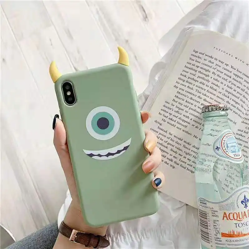 3D Cartoon One-eyed Monsters Cute ear phone case for iPhone 6 6s 7 8 plus X XS XR MAX TPU Back Cover Cool Shell Shockproof |