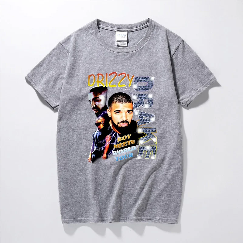 Drizzy Drake Boy Meets World Tour Мужская футболка Новая летняя футболка в стиле хип-хоп Camisetas Hombre уличная хлопковая футболка с короткими рукавами