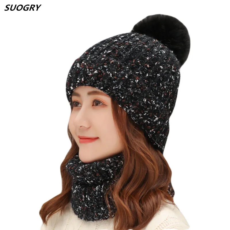 Модная вязаная шапка разных цветов женская зимняя бархатная утепленная