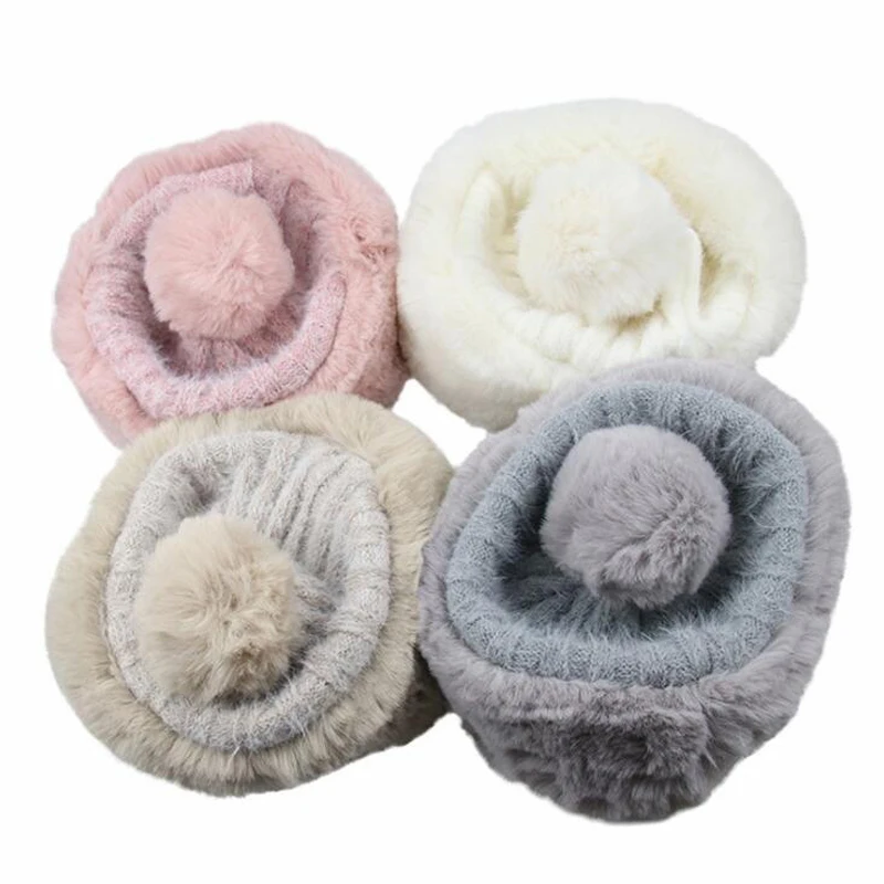 

Knitted Hat Women Winter Soft Keep Warm Beanies Female Plus Velvet Fashion Pompom Knit Cap Outdoor Warm Casual Hat