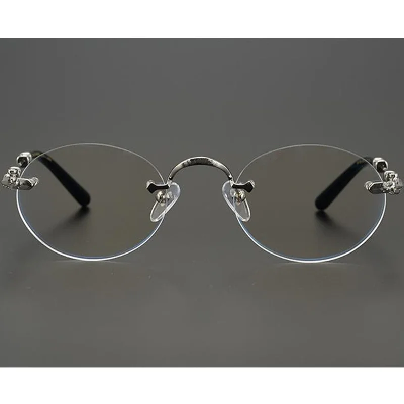 Роскошный дизайн ретро-винтажная круглая безободковая Серебристая оправа