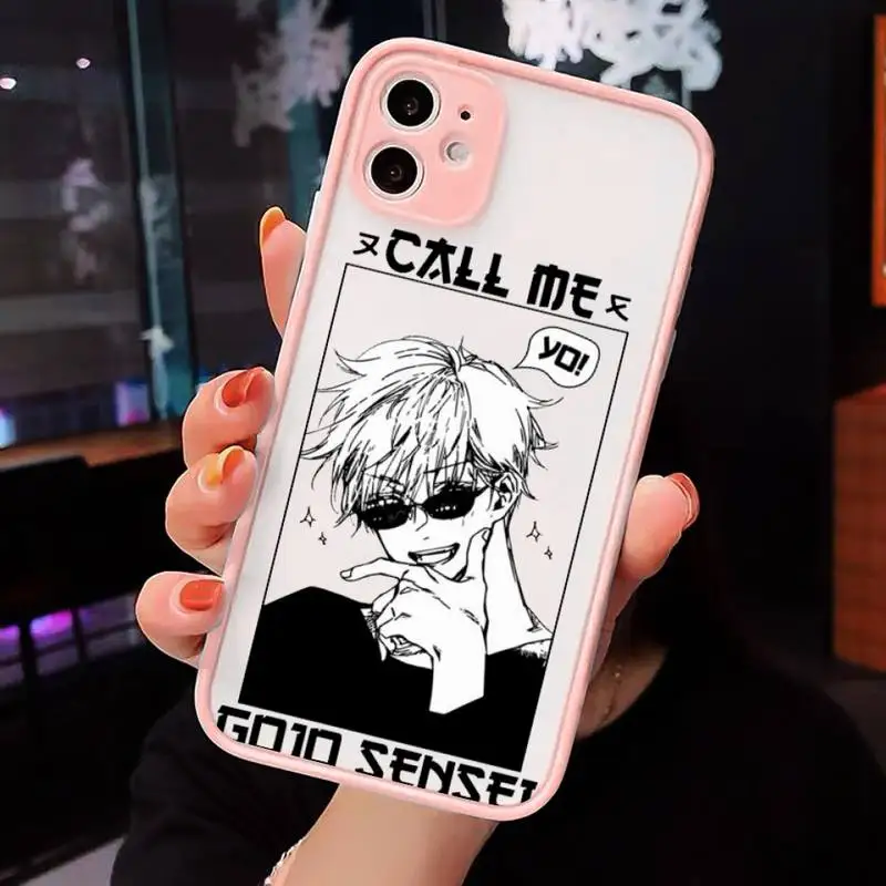 

Jujutsu Kaisen Phone Case Pink matte transparent For iPhone 7 8 x xs xr 11 12 pro plus max mini Clear Funda