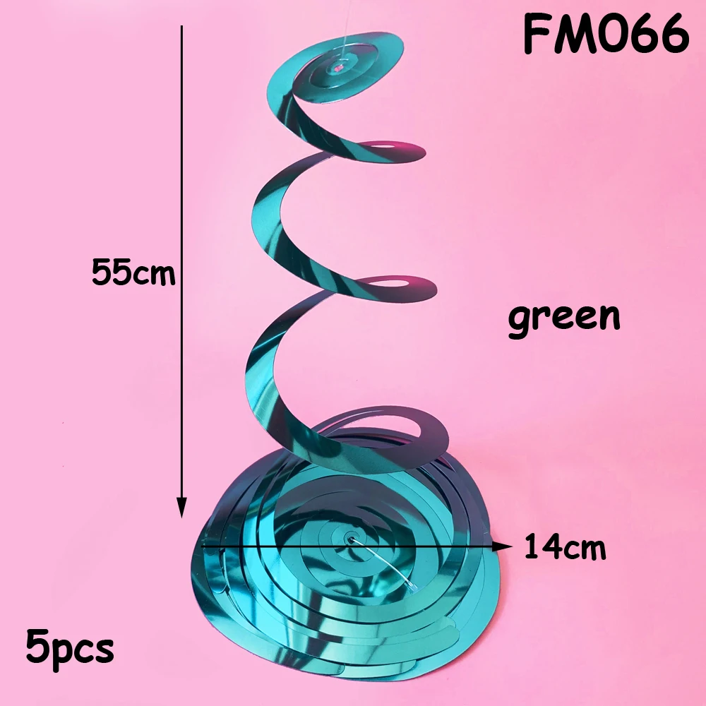 FM066 green 5 шт. рождественские праздники спиральные Фольга украшения вечерние гирлянда к дню рождения завитки из фольги баннеры гирлянда 40-й день рождения украшения - Цвет: FM066 green