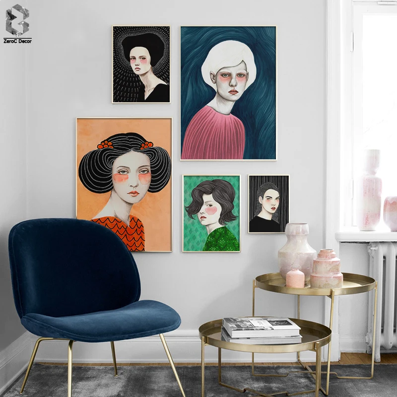 

Girl Poster Vintage Abstract Figure Painting Wall Art Canvas Painting Nordic Posters And Prints Wall Pictures Living Room Decor