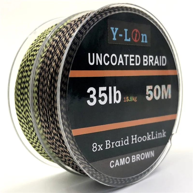Камуфляжная леска для ловли карпа мягкая плетеная 8 крючков 50 м 25 35