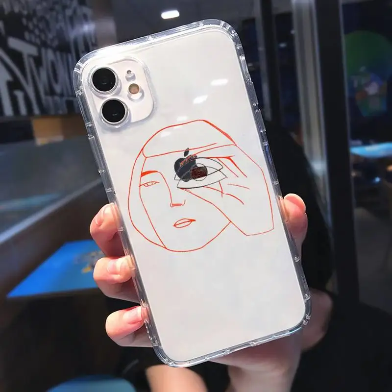 

Abstract line art fashion Phone Case Transparent for iPhone 11 12 mini pro XS MAX 8 7 6 6S Plus X 5S SE 2020 XR