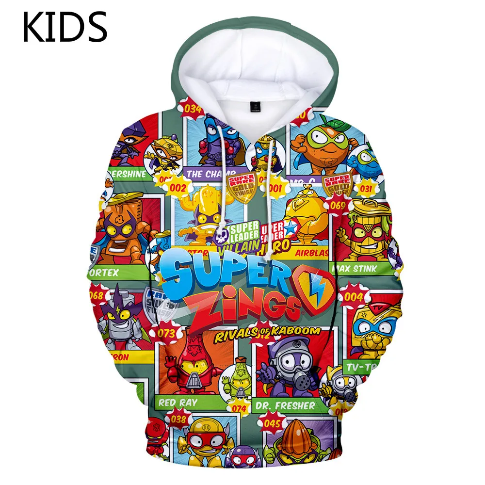

2 to 14 years old Kids Hoodie Super Zings 3D Funny Hoodies Cartoon Sweatshirt Children Superzings Hoodie Coat Christmas Gift