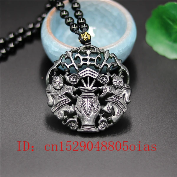 Натуральный черный зеленый нефрит в китайском стиле ожерелье из бисера