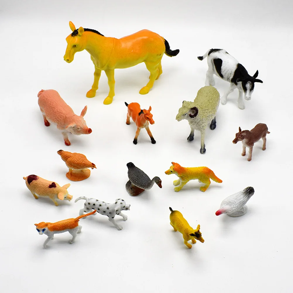 14Pcs PVC Realistic Farm Animal Model Horse Sheep Pig Duck Goose Figure Toy | Игрушки и хобби