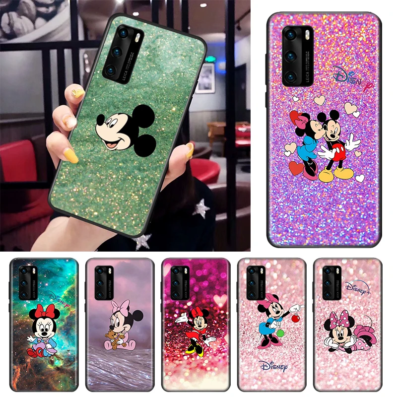 

Mickey Minnie colorful Black Phone Case For Huawei Mate 10 20 X 5G 30 40 RS Lite P Smart Pro Plus 2018 2019 2020 2021 Z S