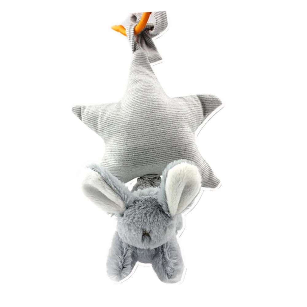 Infant Baby Lathe Hanging Ring Star Rabbit Rattle Crib Stroller Toys Teether Stuffed Doll Plush Music Box Pull Bell Toy | Игрушки и