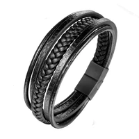 fashion black magnetic leather bracelet for men genuine braided punk rock bangles jewelry accessories friendship gift 2021 new