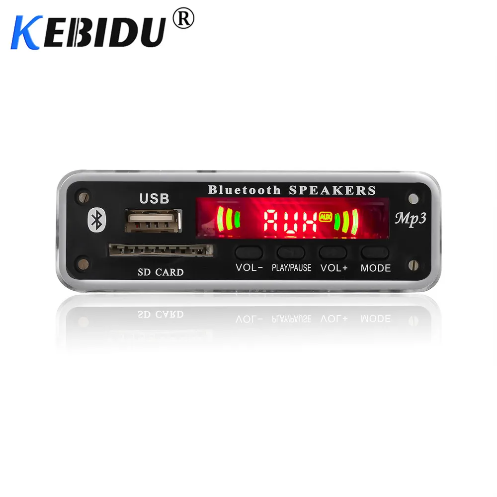 Kebidu 5 в 12 В Bluetooth MP3 декодер WMA беспроводной аудио модуль Поддержка USB SD AUX FM аудио радио модуль для автомобиля аксессуары