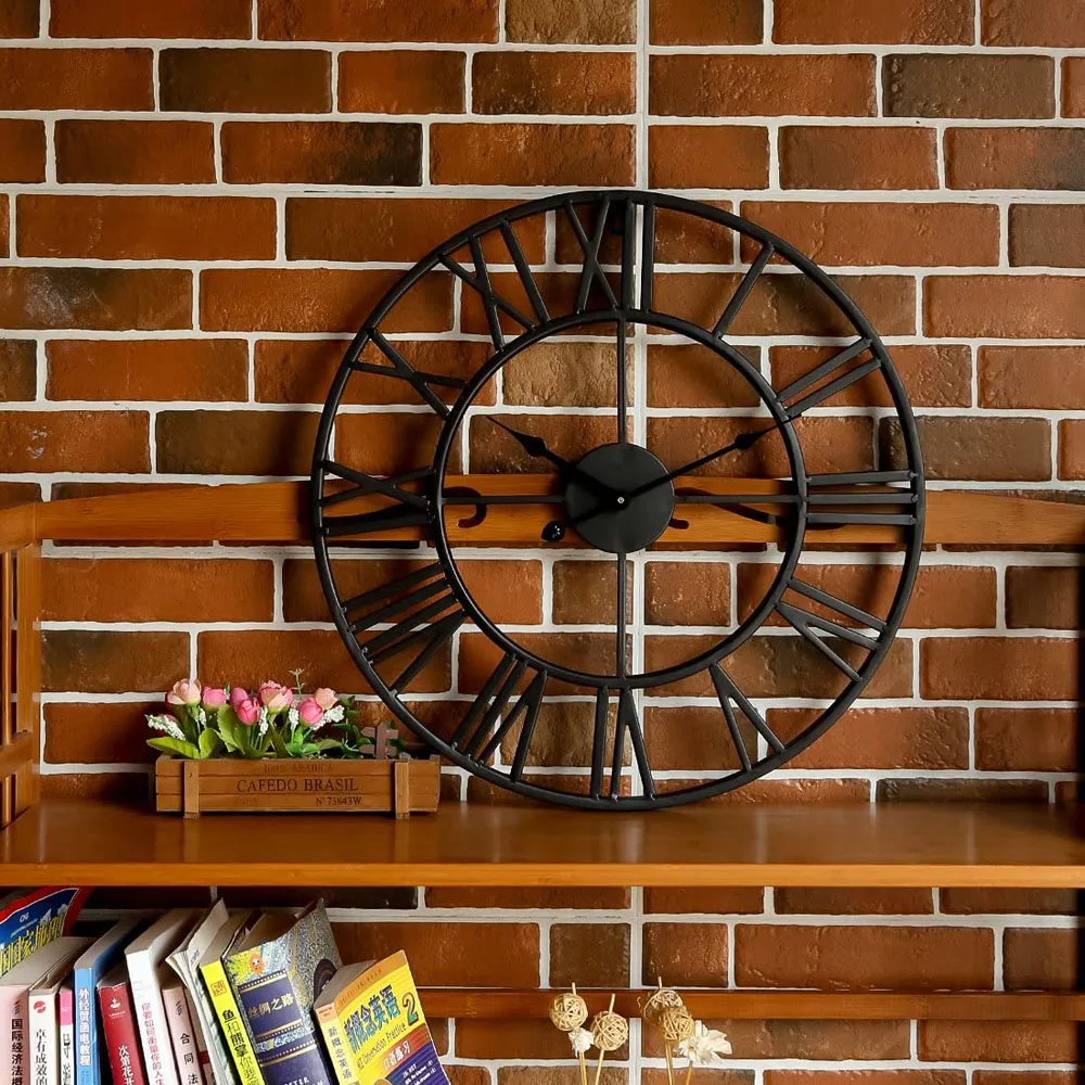 40 см современные 3d большие ретро черные железные круглые художественные полые