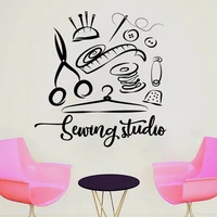 sewing studio wall sticker atelier home decor vinyl wall decals handmade tailor window decoration removable stickers muraux d609