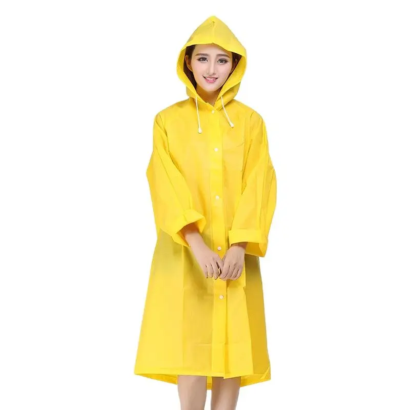 

Outdoor Adult Raincoat Women Yellow Translucent Plastic Suit Rain Poncho Clear Rain Coat Waterproof Gabardina Mujer Rain Gear