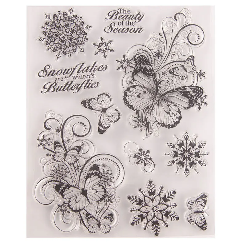 

Butterfly Flower Clear Stamps Transparent Silicone Stamp for DIY Scrapbooking Paper Card Craft Tools