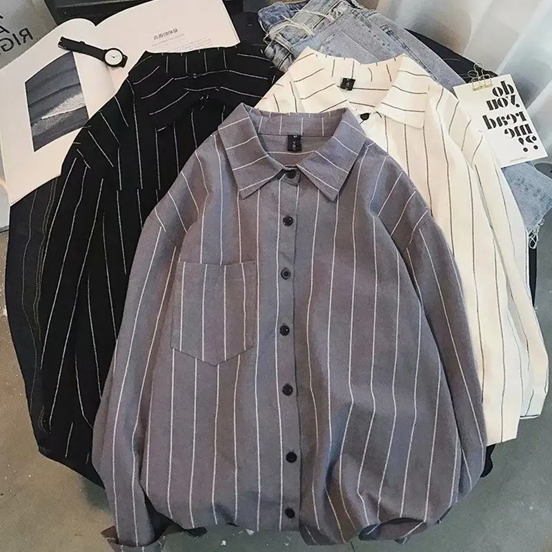 

Summer men's striped shirt ice silk shirt sunscreen long sleeve coat Korean youth style