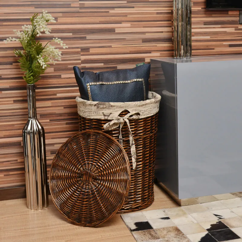 Корзина из ротанга с крышкой для хранения одежды|Корзины белья| |