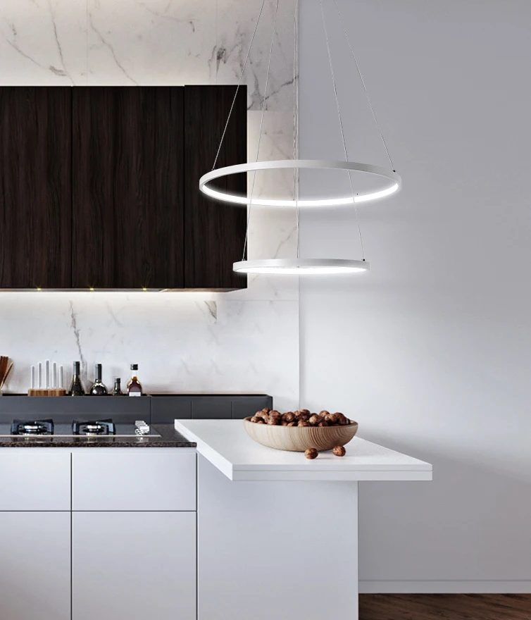 Новейшее внутреннее кольцо/круг Освещения матовый черный алюминий и шт. Подвеска