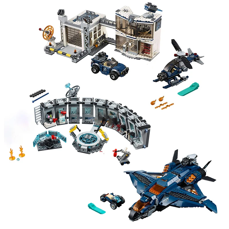 В наличии составная Боевая база финальная игра полный Quinjet Hall of Armour кирпичи