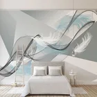 Настенная живопись на заказ, Современные Геометрические акварельные обои с перьями, наклейки для гостиной, спальни, абстрактные художественные наклейки на стену