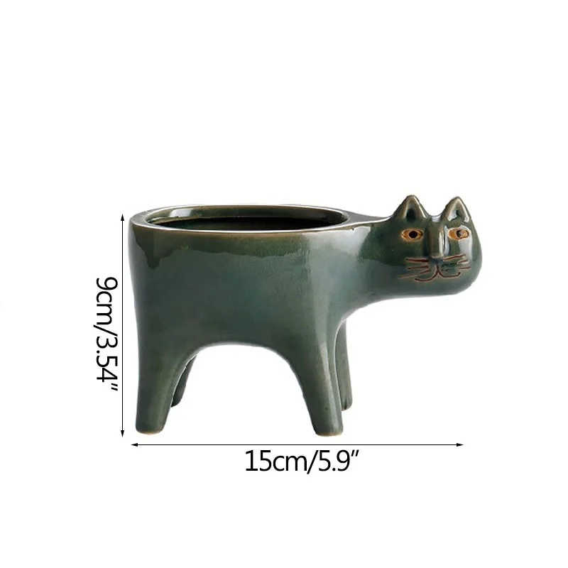 

Strongwell Home Garden Decoration Flower Pots Ceramic Cute Cat Miniature Model Succulent Flowerpot Office Desktop Decor Planter