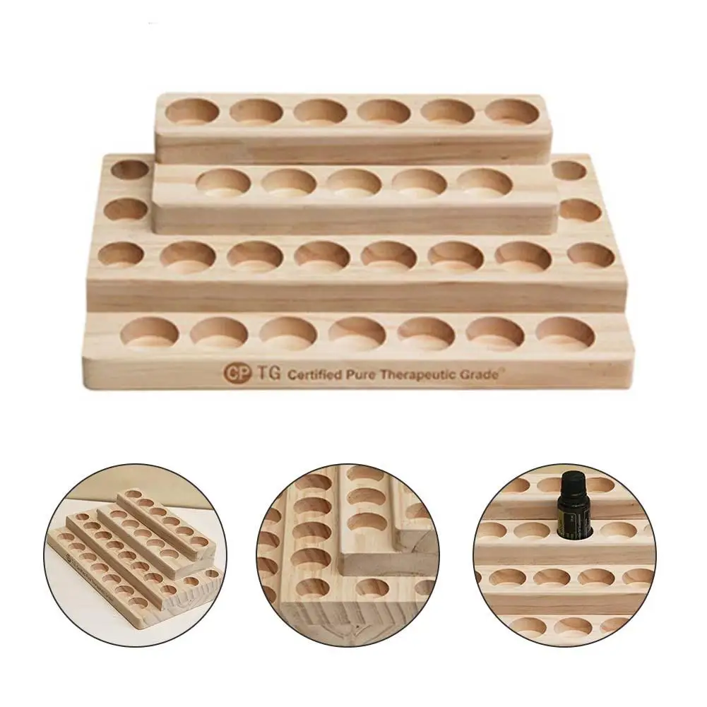 Стационарная 4 ярусная деревянная стойка для хранения эфирных масел 30 слотов