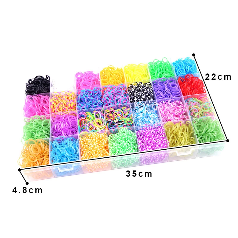 Juego de bandas de goma de telar para ni&ntilde;a, Set de cuentas de juguete, m&aacute;quina de tejer a mano, brazalete de Color de tejido arco&iacute;ris hecho a mano, 10000 Uds.-1