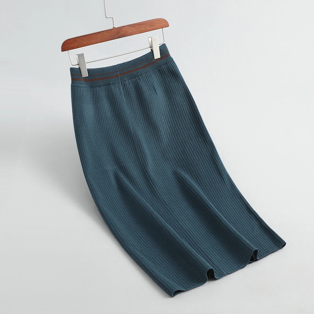 2019 Высокая талия шерстяная вязаная женская зимняя облегающая мини юбка стрейч