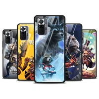 rocket racoon marvel cute for xiaomi redmi note 10 pro max 10s 9t 9s 9 8t 8 7 pro 5g luxury tempered glass phone case cover