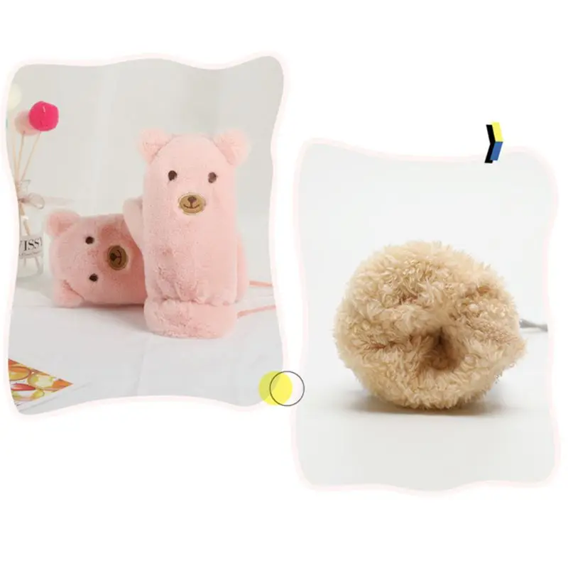 Зимние плюшевые перчатки для мальчиков и девочек на полный палец со шнурком с