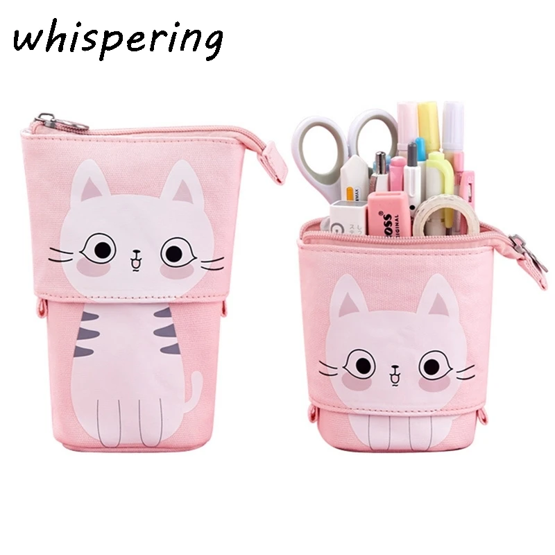 

Смешные холст сумка для ручек из Карандаш Чехол гибкий разворачиваются сумка для хранения/складной держатель ручек милый единорог, кота, ме...