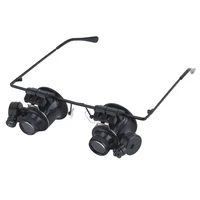 20x glasses type double eye magnifier watch repair tool magnifier with two adjustable led lights magnifiers