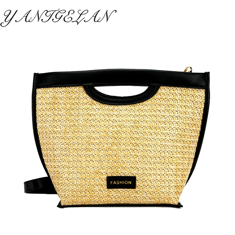 

Summer Straw Bag Women Handmade Woven Handbags Bohemian Beach Vacation Shoulder Bags Luxury Brand Designer Messenger Pack Bolsos