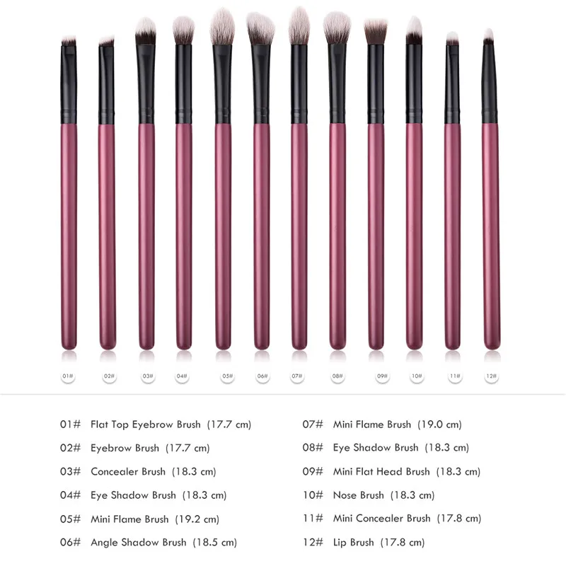 12 шт. набор кистей для макияжа пурпурно-красный супер мягкий Румяна Наклонный