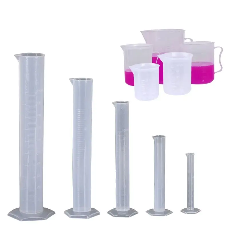 

5PCS Plastic Graduated Cylinders& 5PCS Plastic Beakers